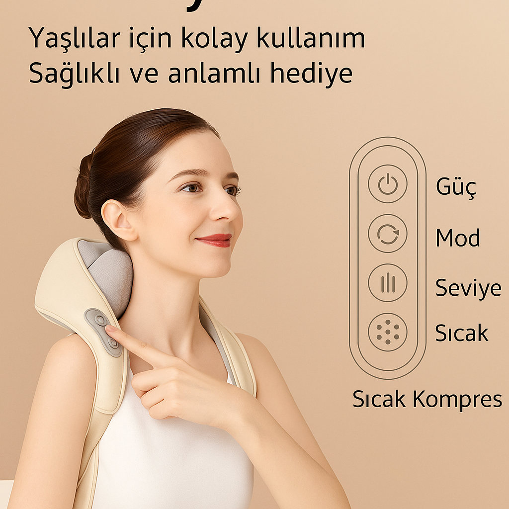Şarjlı Ovmalı ısı terapili Boyun Sırt Masaj Aleti